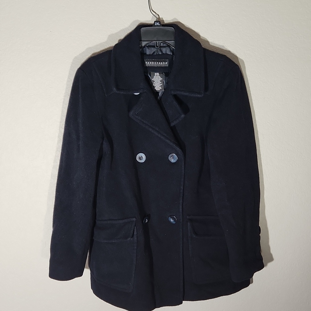 Apostrophe Womens jacket size 8 to 10 wool blend peacoat size 8/10 navy blue